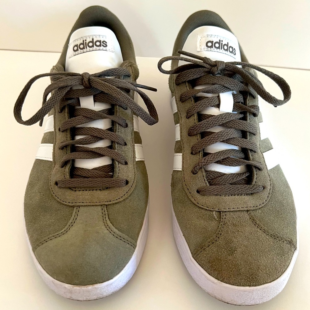 Adidas Women's VL Court 2.0 Suede Olive Green Shoes